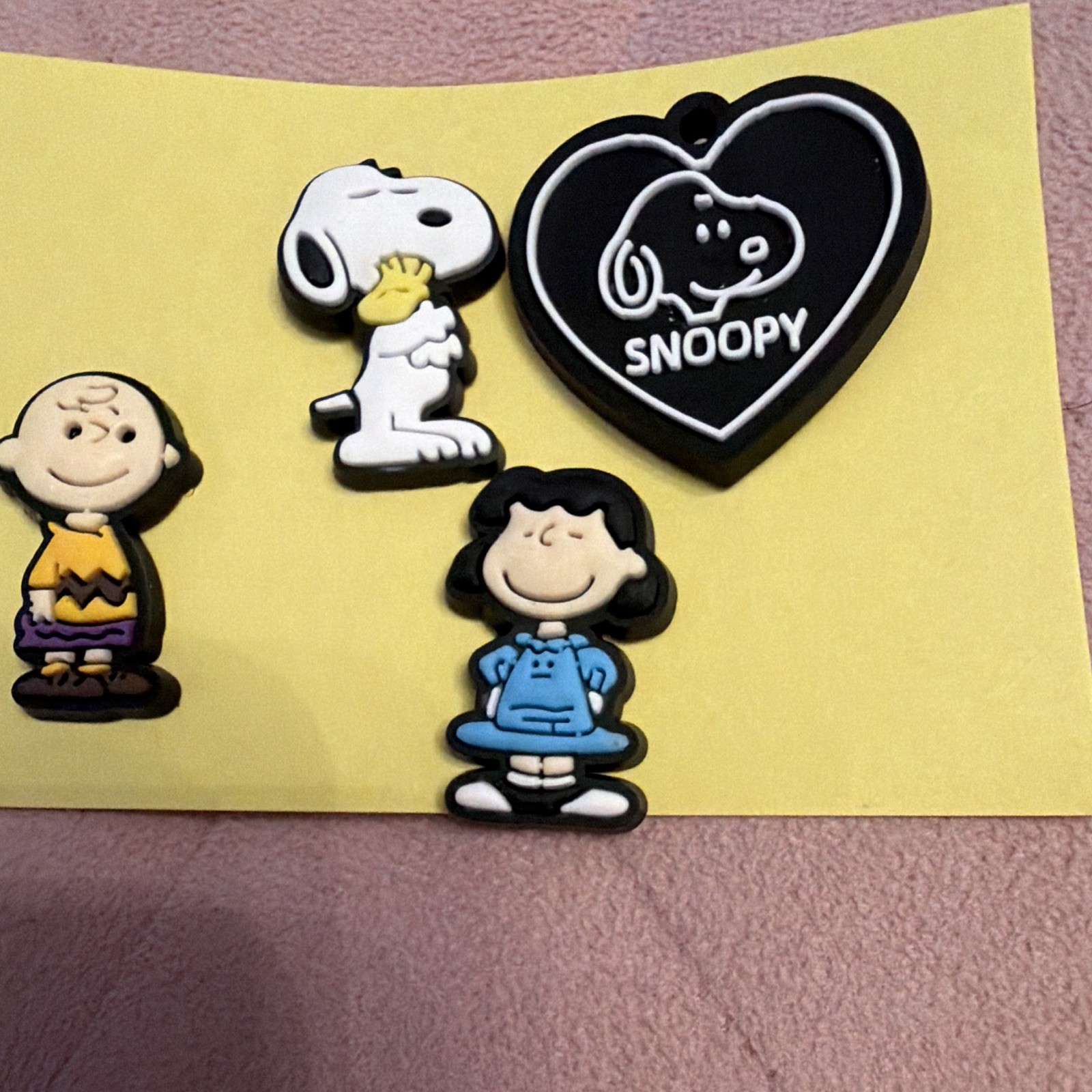 Peanuts Snoopy Woodstock Charlie Brown Lucy Shoe Charms Set, 4pc