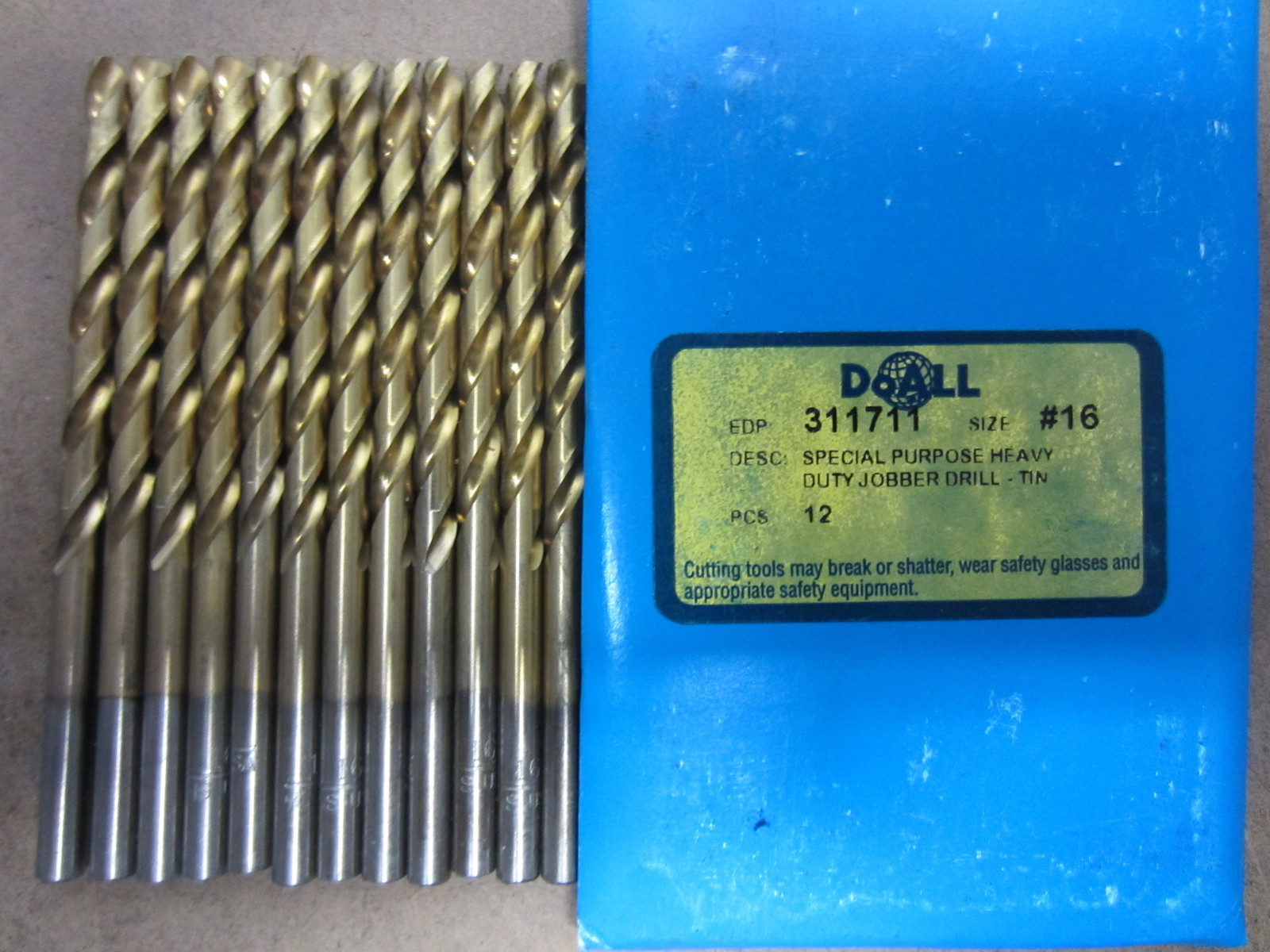 12 GREENFIELD #16 Jobber Length HSS Twist Drills Bits 135 Split Point TiN Coated