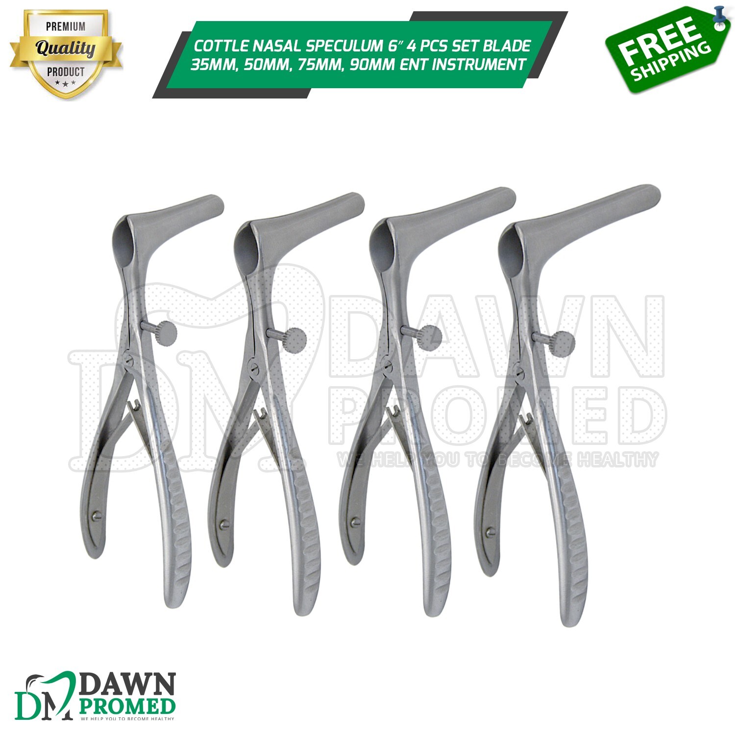 Cottle Nasal Speculum 6″ 4 Pcs Set Blade 35mm, 50mm, 75mm, 90mm ENT German Grade