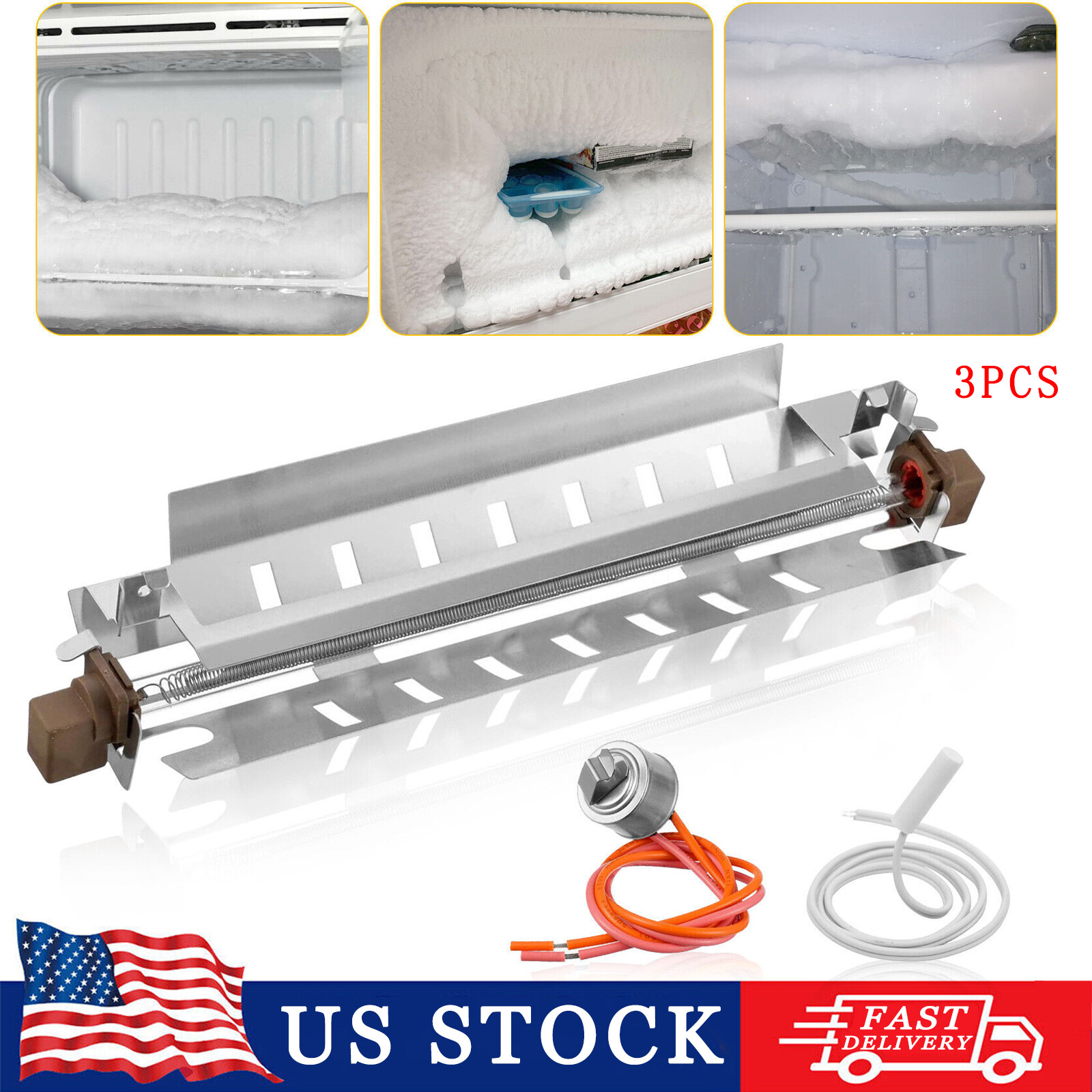 WR51X10055 WR50X10068 WR55X10025 Refrigerator Defrost Heater Thermostat Kit 3Pcs