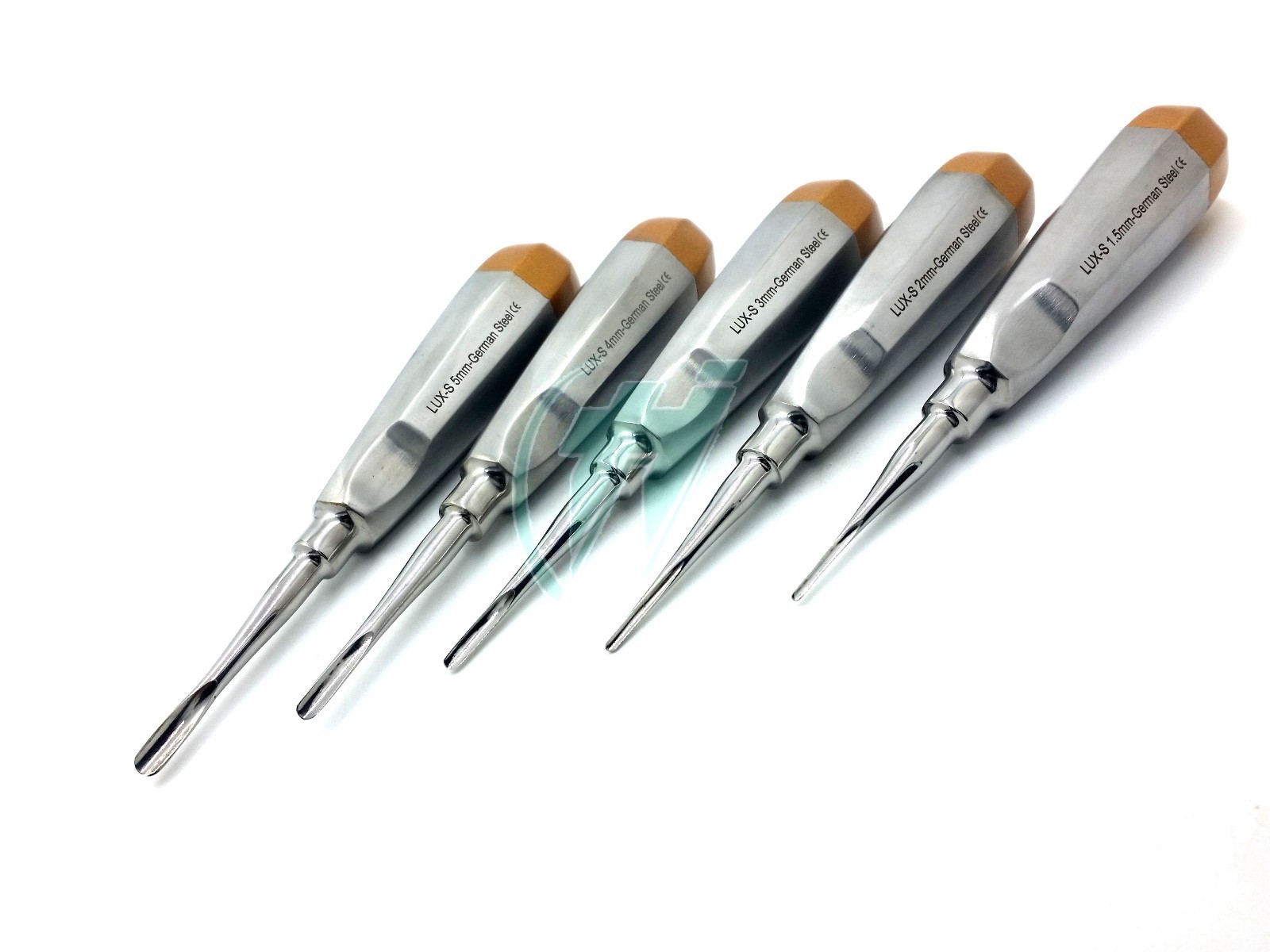 GERMAN 5 PCS STRAIGHT DENTAL SURGERY EXTRACTION LUXATING ELEVATOR-( GOLD)