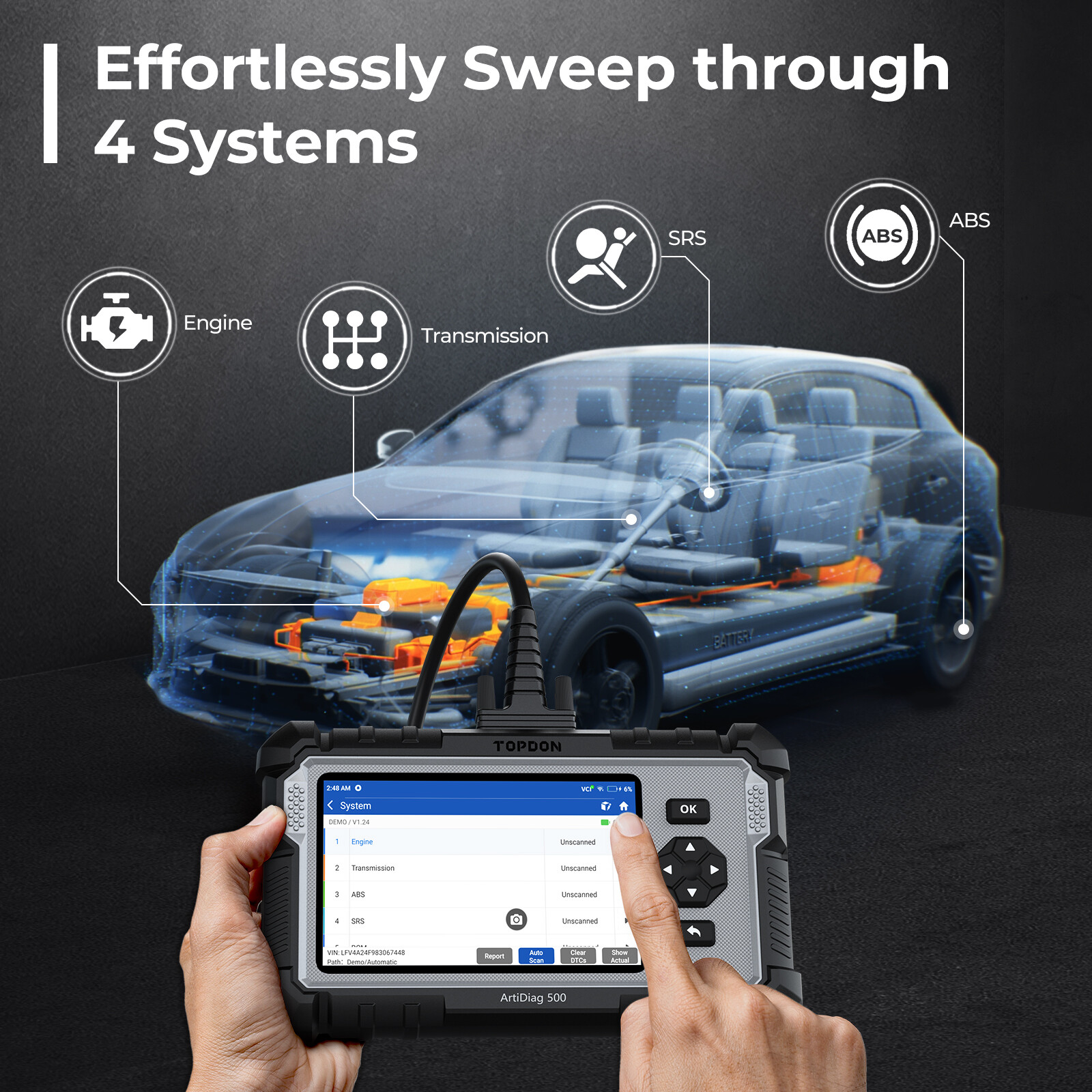 TOPDON AD500 OBD2 Scanner Car Code Reader Scan Tool 6 Reset Functions AUTO VIN