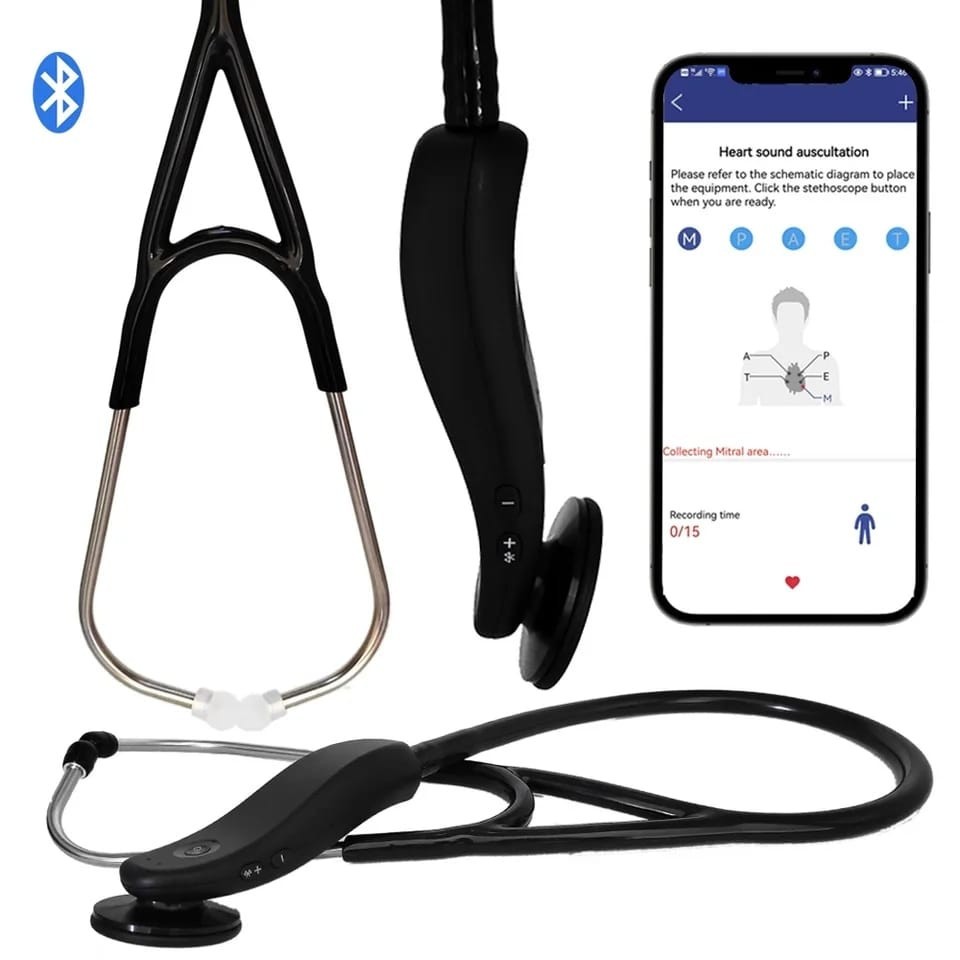 Digital Stethoscope – Bluetooth Medical Electronic Stethoscope (Black)