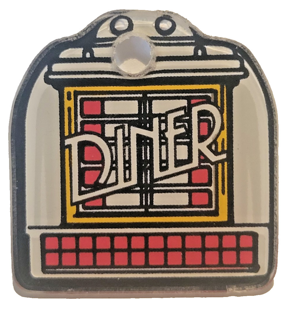 DINER ~ WILLIAMS PINBALL~ Promo Plastic ~  NOS Key Fob ~ NEW! My Last One!