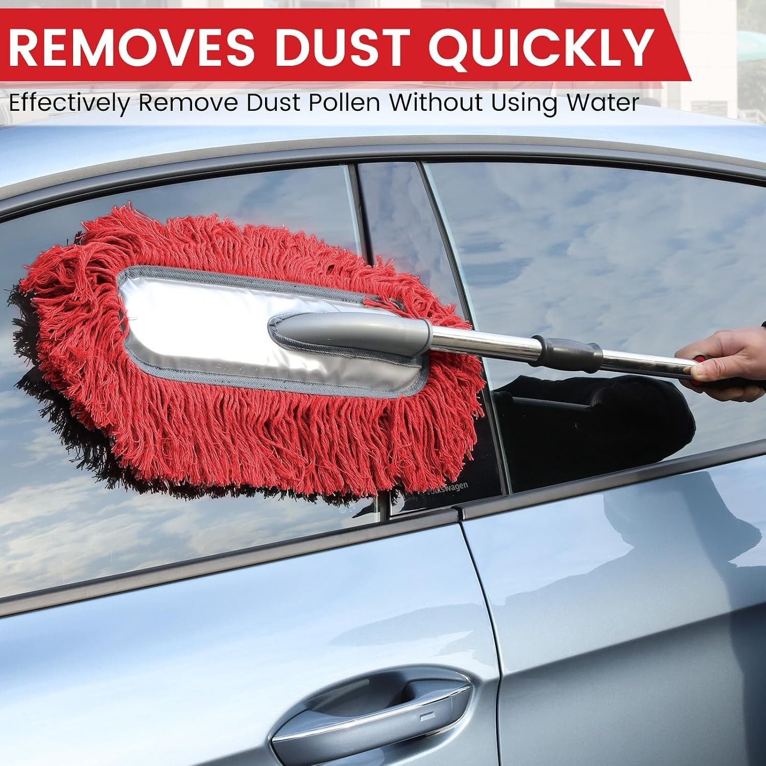 2 Pack Large Car Duster Exterior Scratch Free with Extendable Handle and Car ...
