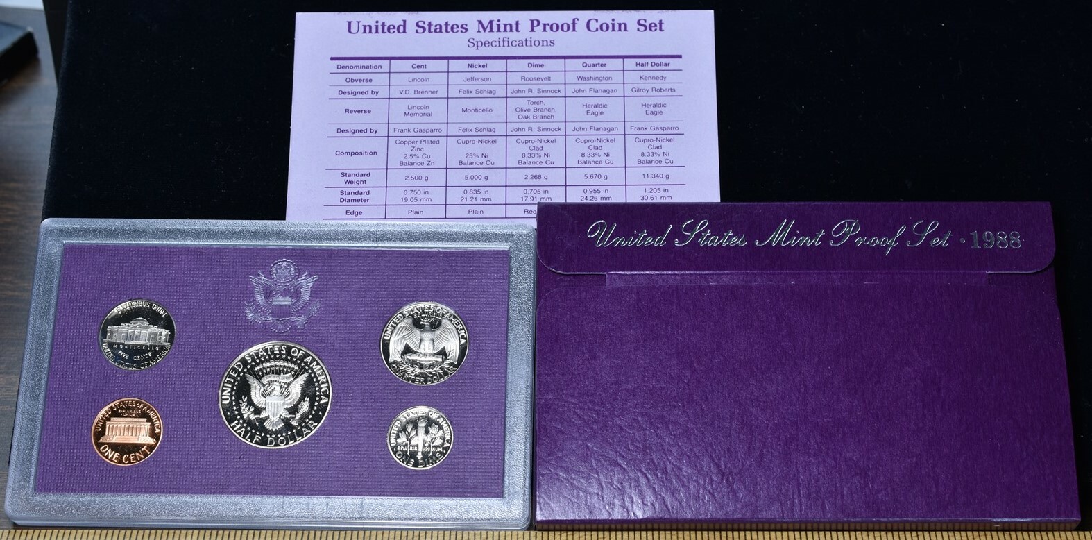 1988-S U.S. Mint Proof Set 5 Coins - Pristine Hand Picked Set