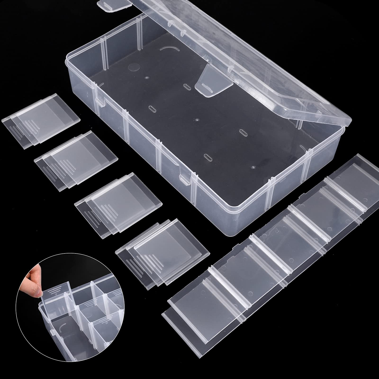 3 Pack 15 Grids Large Plastic Storage Organizer Box,15 Compartments with Divi...