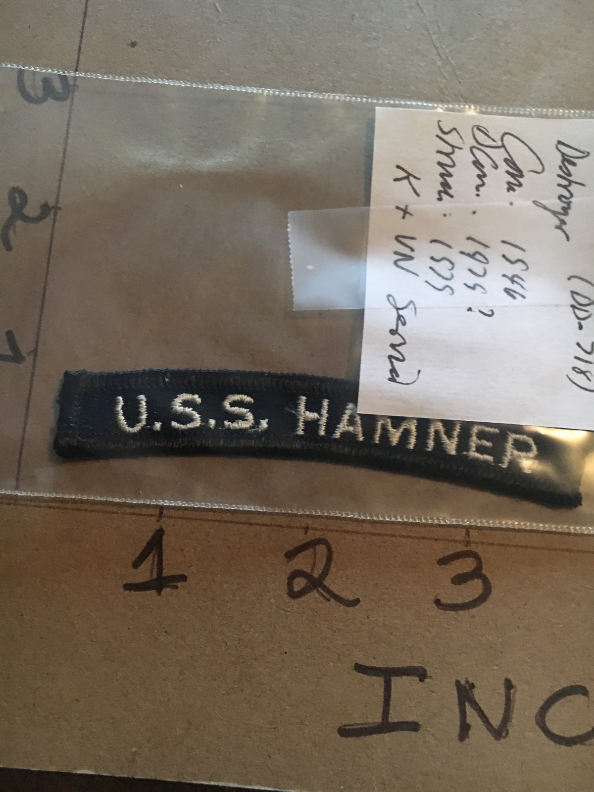 US NAVY SHOULDER STRIP TAB *** rocker *** Patch USS Hamner