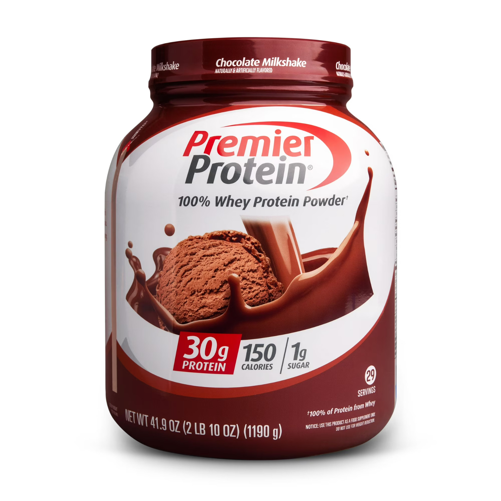 Premier Protein 100% Whey Protein Powder, Chocolate Milkshake, 30g Protein, 29 S