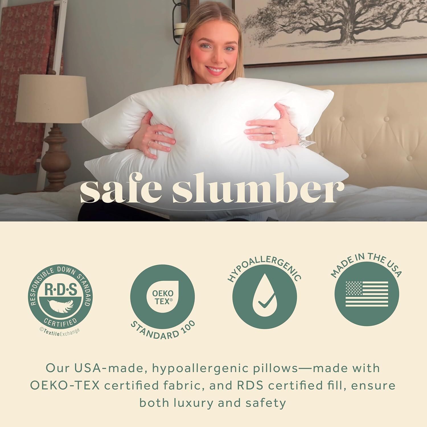 ComfyDown 50/50 Down Feather Blend ComfyDream Bed Pillow for Sleeping