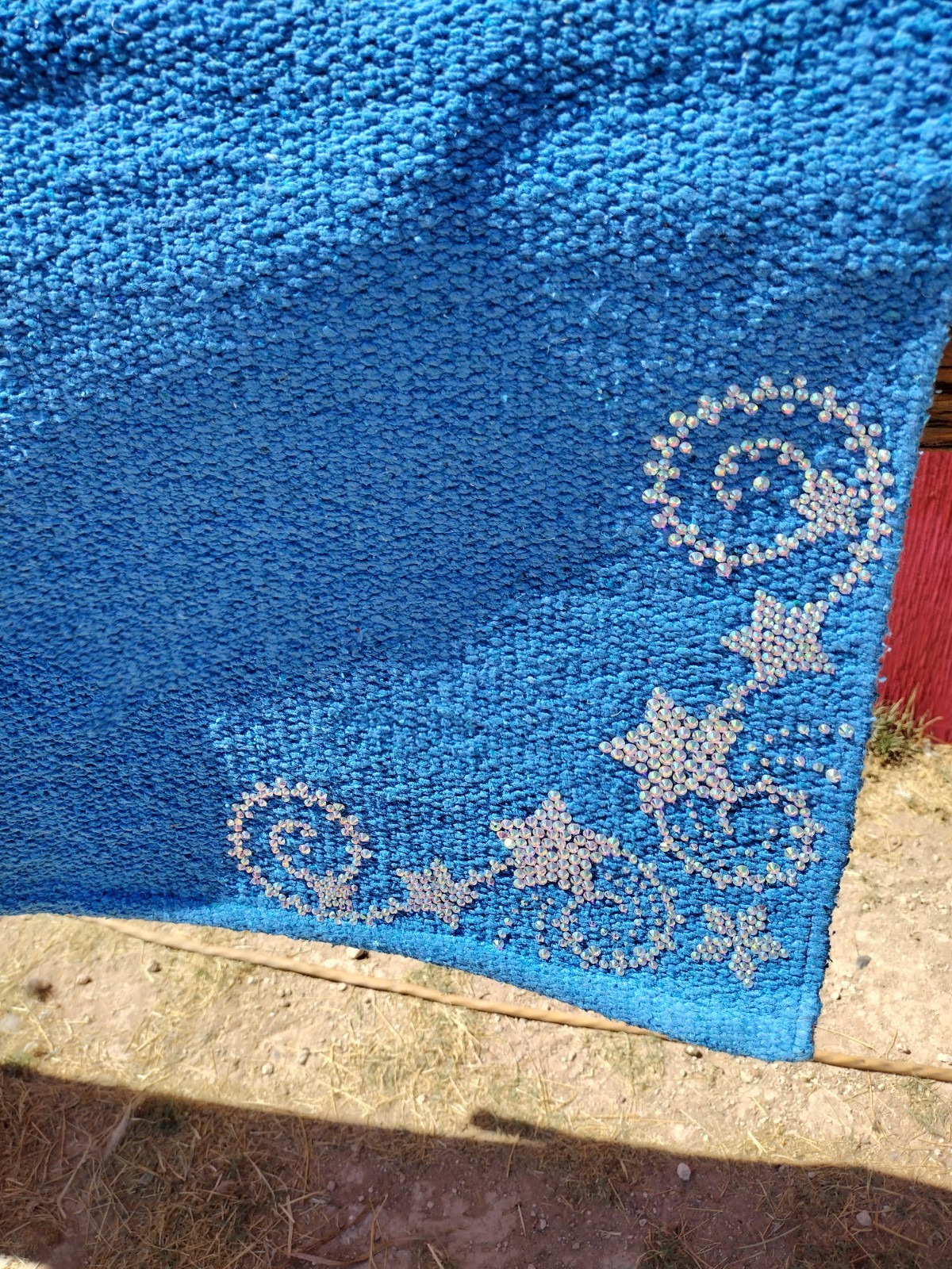 Sky Blue Rhinestone Show Blanket 35" x 36" NEW