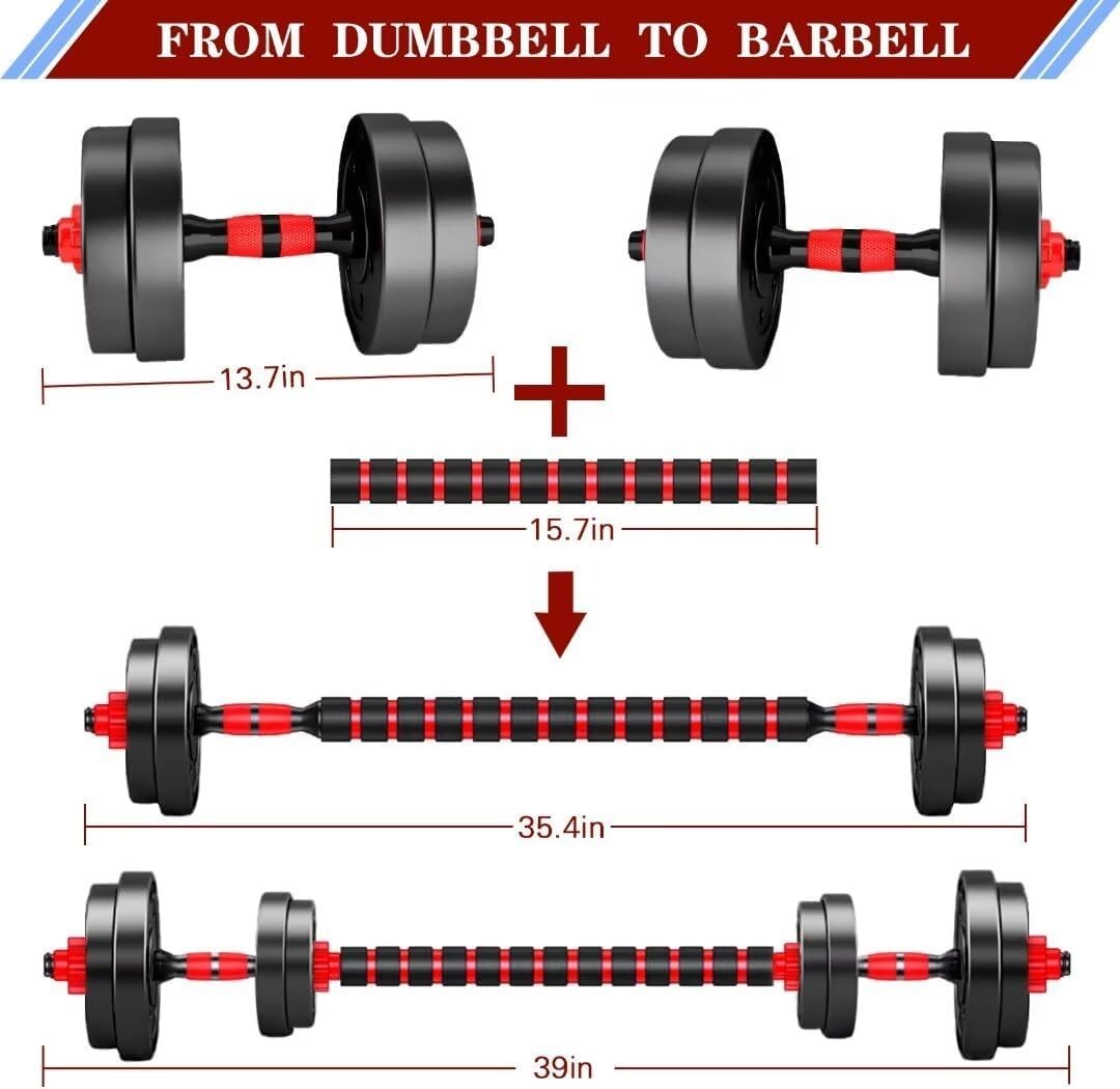 20lbs Adjustable Dumbbells - Convert to Barbell for Versatile Home Workouts