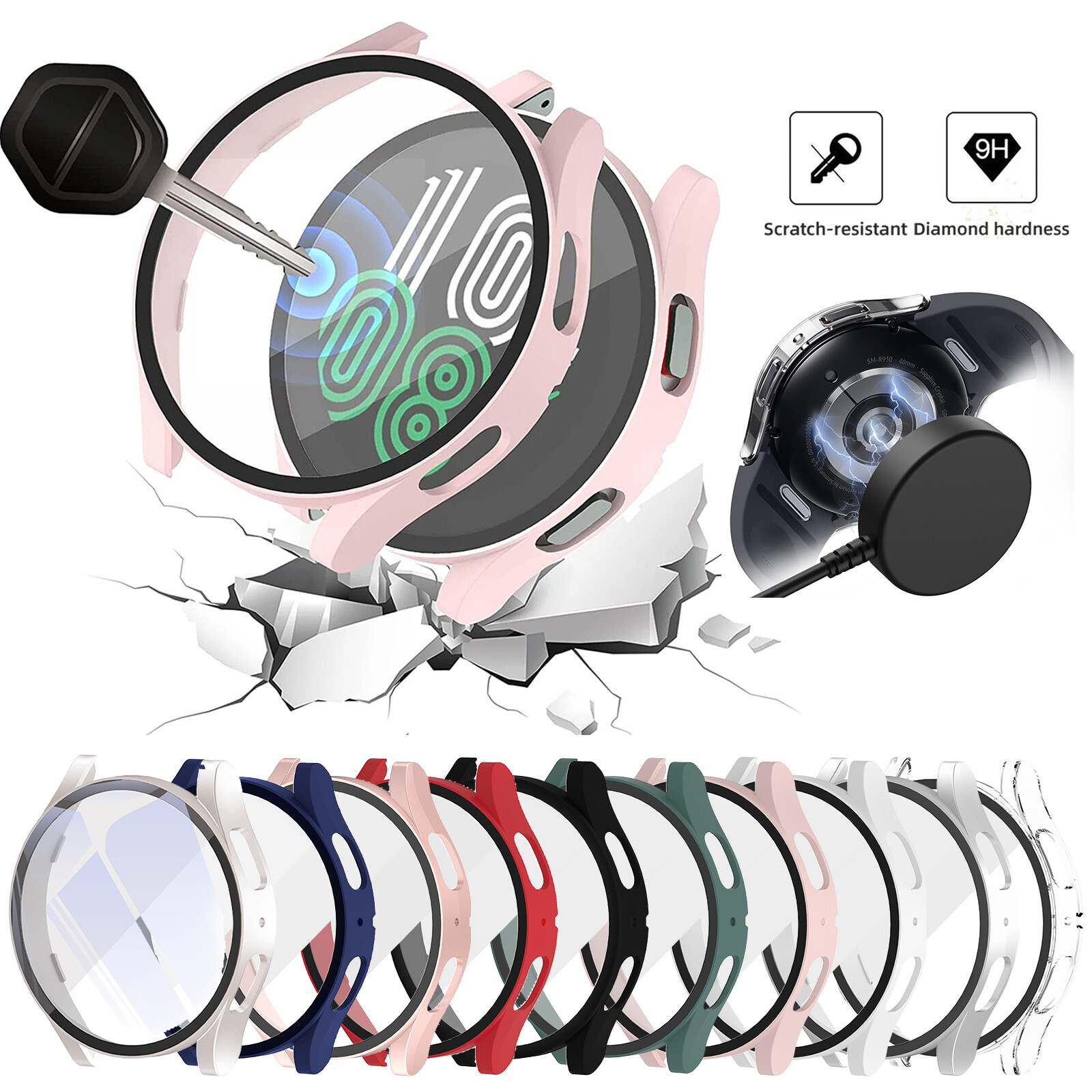 Fr Samsung Galaxy Watch 4 5 6 7 40/44 Tempered Glass Protector Screen Case Cover