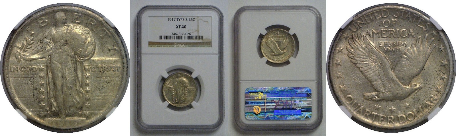 1917 T-2 Standing Liberty Quarter NGC XF-40