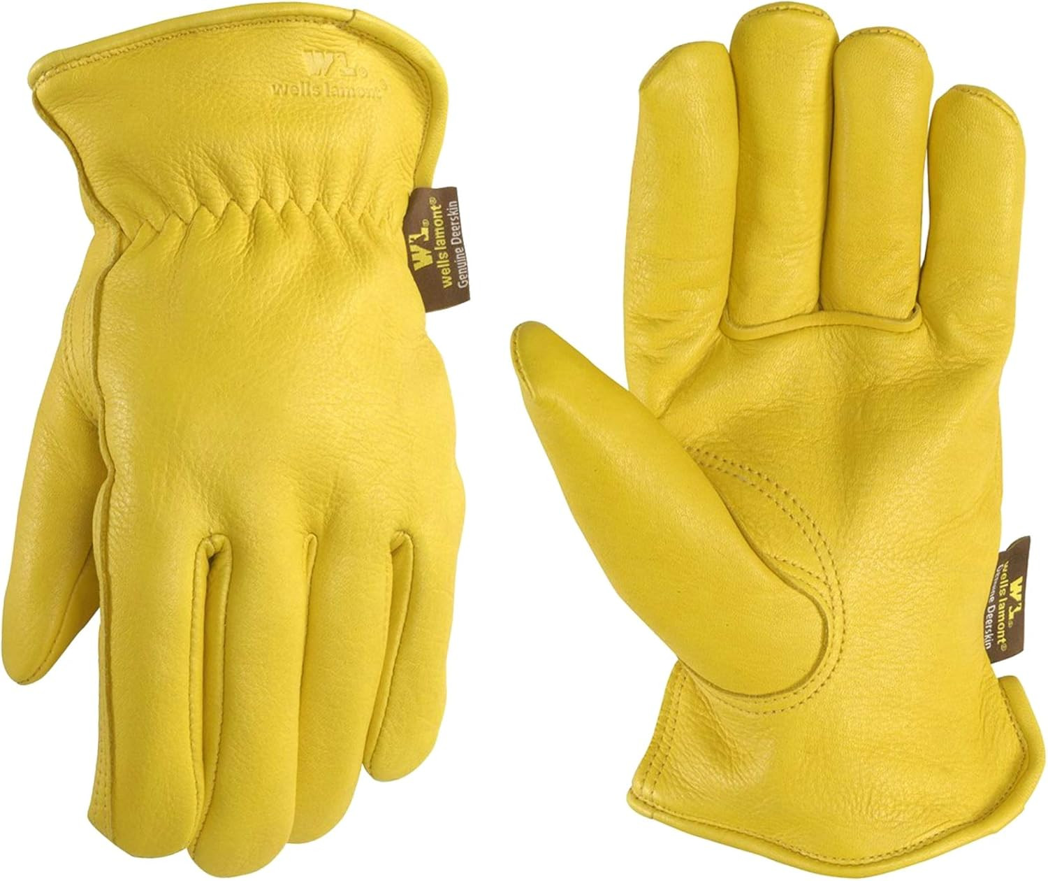 Insulated Leather Gloves - 100% Genuine Deerskin, 3M Thinsulate 100G for Warmth