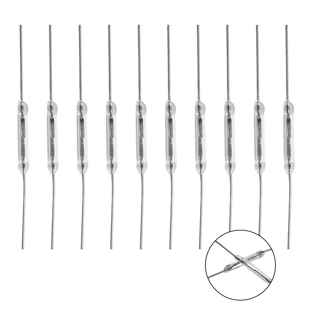 100pcs 10W Reed Switch Glass NO Low Voltage Current 2*14mm Normal Open