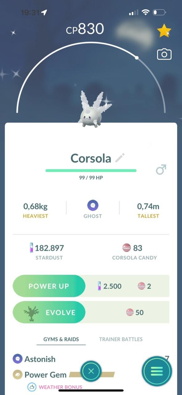 Shiny Corsola Galarian | Tr-de Registered 20K