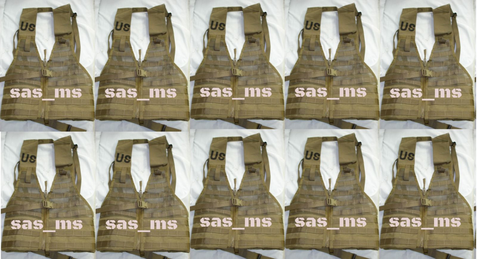 LOT OF 10 USMC MOLLE MARPAT FLC FIGHTING LOAD CARRIER VEST COYOTE ZIPPERED NIP