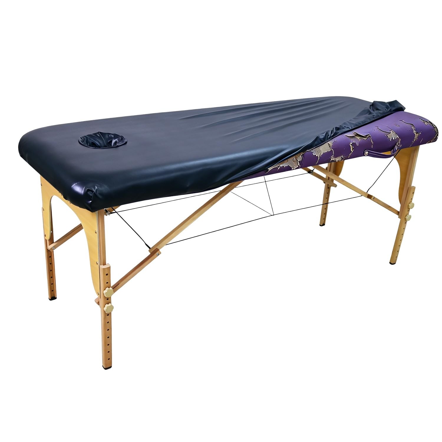 Yoquare Massage Table Cover with Face Hole 32W x 74L x 4H Inch 1pack, Black