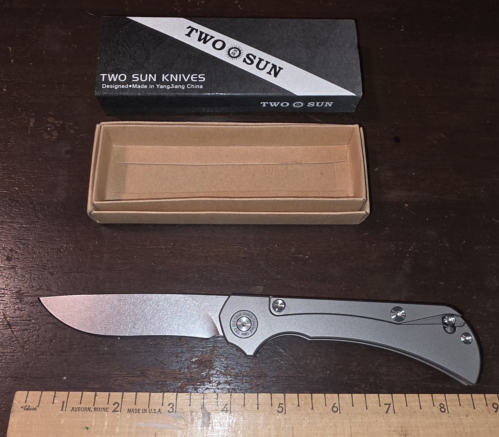 TwoSun TS289 D2 Titanium Drop Point Manual Frame Lock Flipper Pocketknife Gray