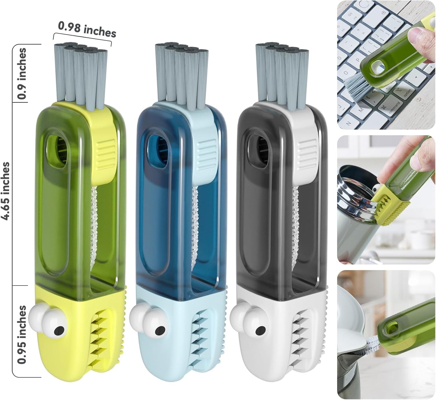 Cleaning Brush Set 3 in 1 Bottle Lid Gap Crevice Multiuse Brush Kitchen Tools