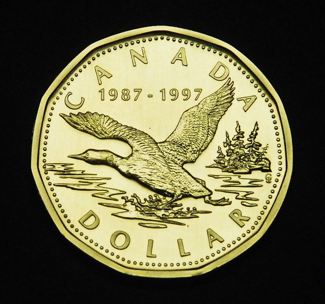 1997  $1 specimen loonie UNC from the set flying loon