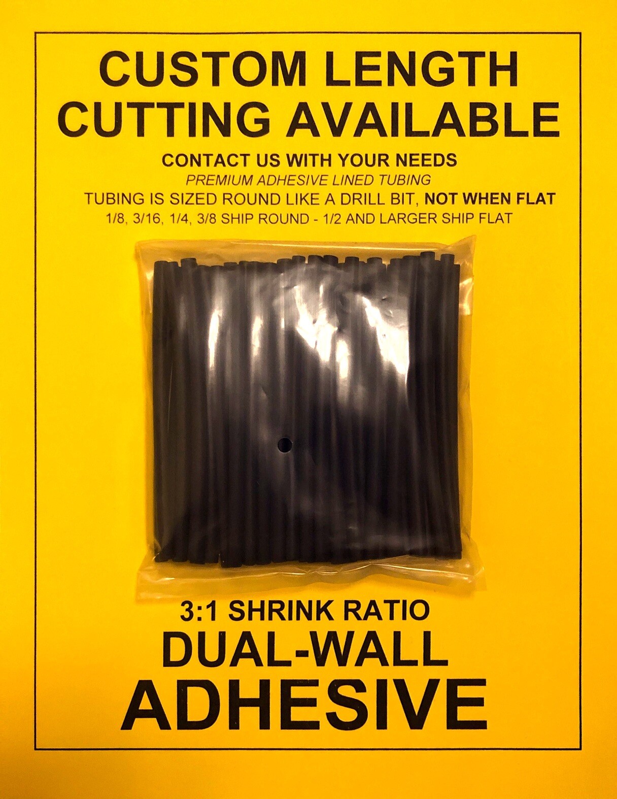 1/8" / 3mm I.D Black (4" 50pcs) Dual-Wall Adhesive Lined 3:1 Heat Shrink Tubing