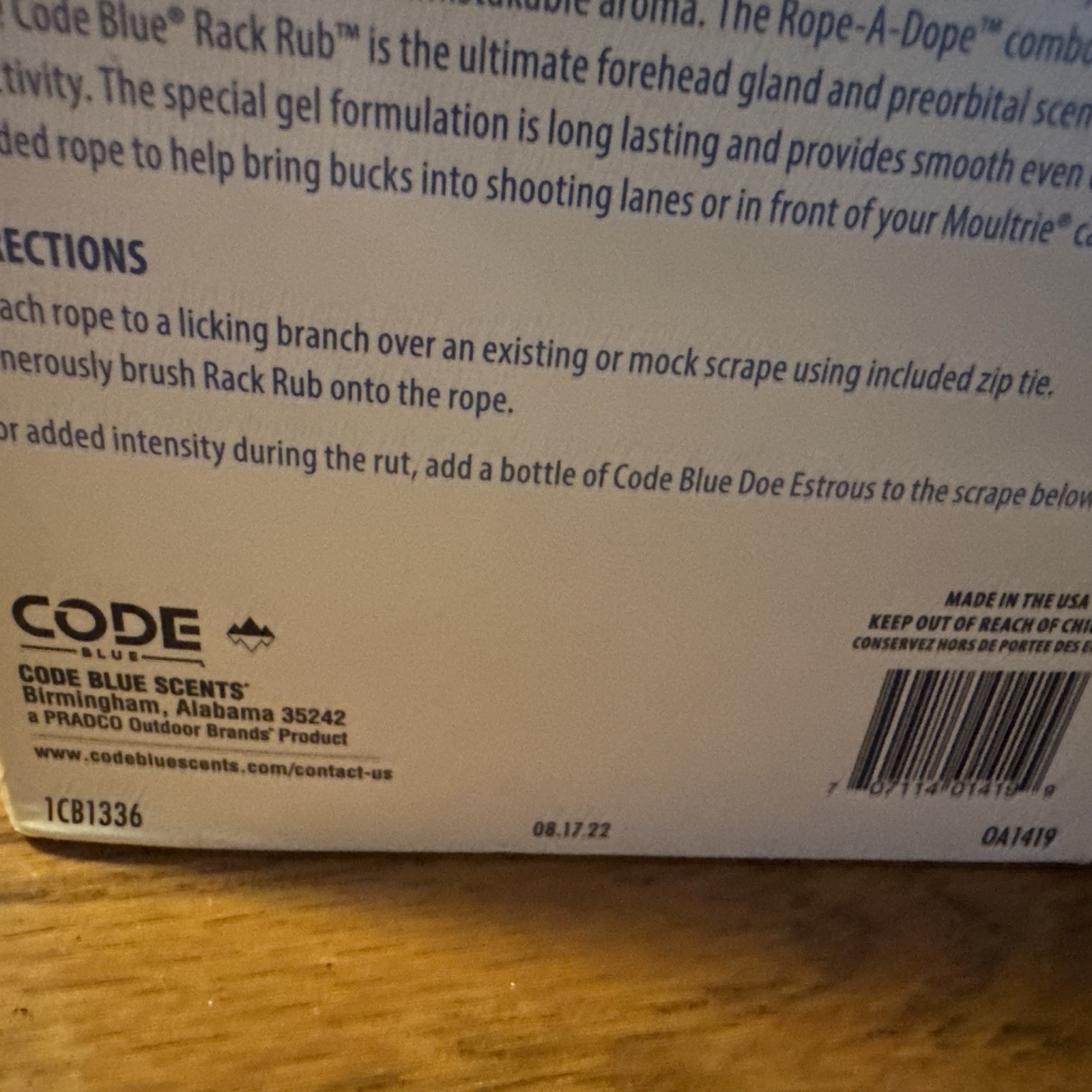 New Code Blue Rope-A-Dope Rack Rub Mock Scrape Buck Lure Scent 2 Pack