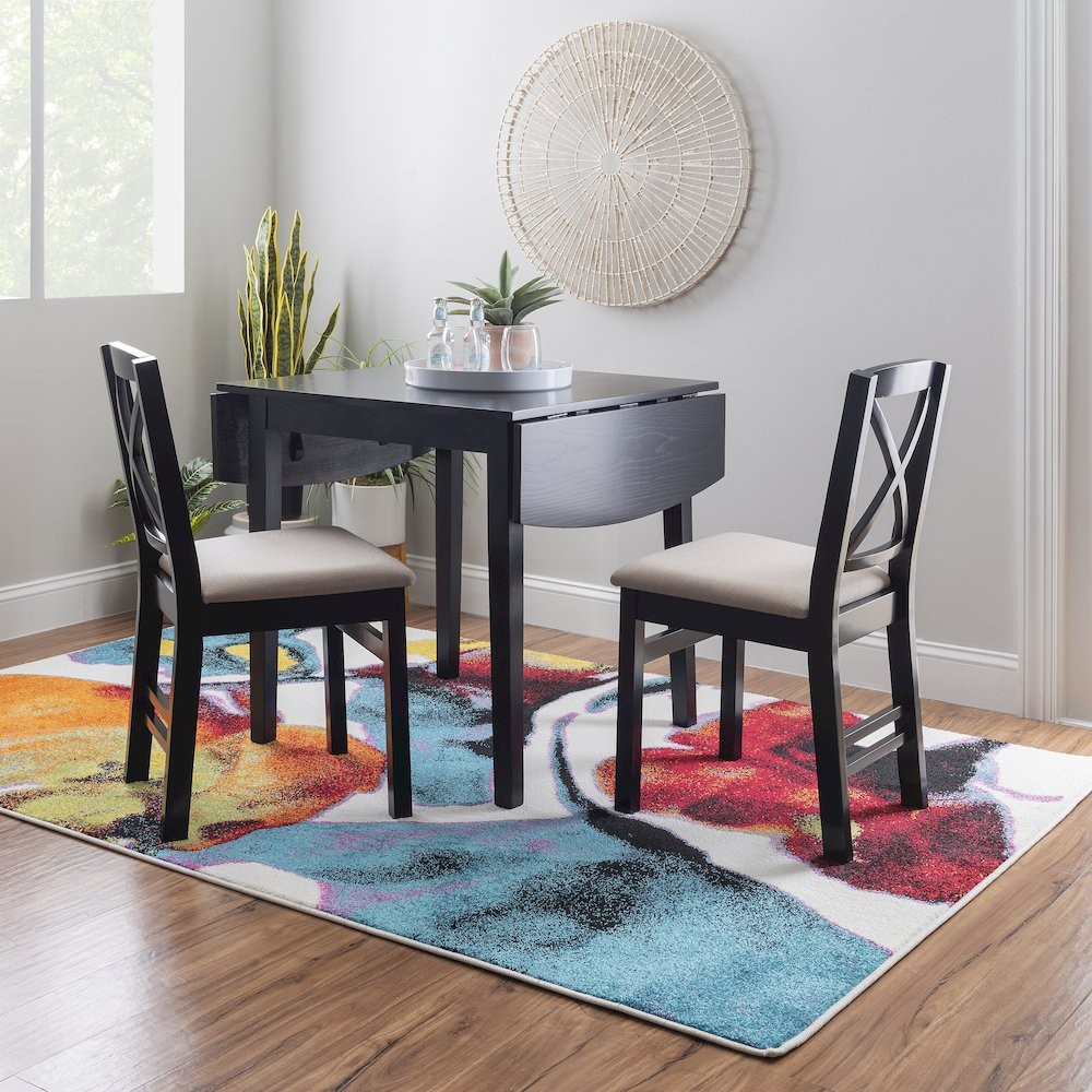 Torino 3Pc Drop Leaf Dining Set Black