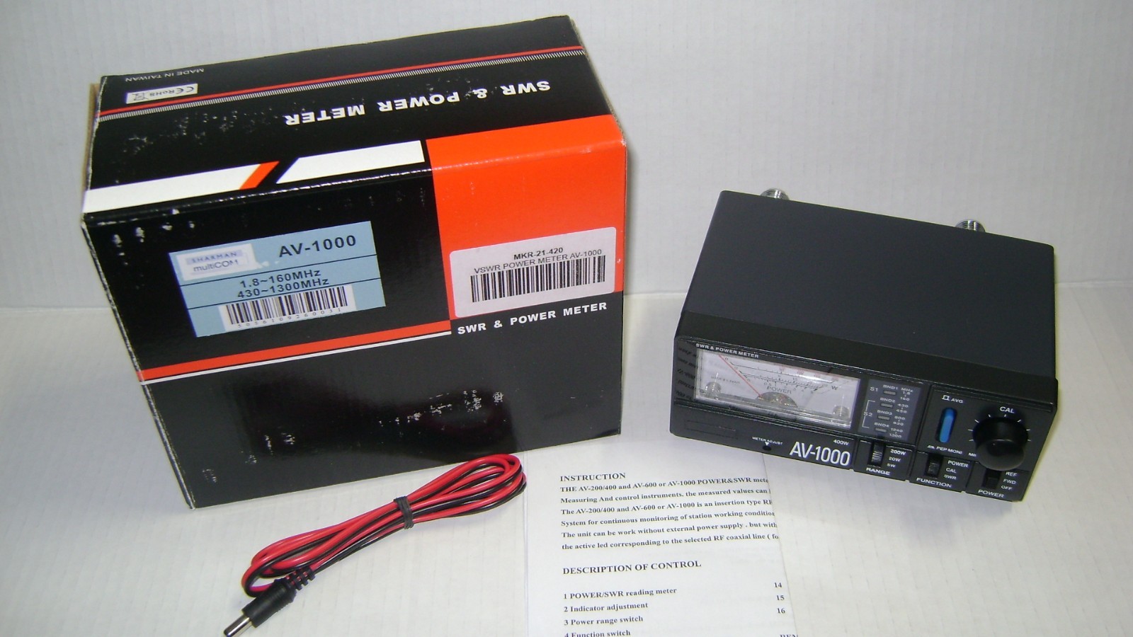 LNIB  Sharman AV-1000 1.8-160/430-1300 MHz 5-400W PWR SWR METER BIN $99.95