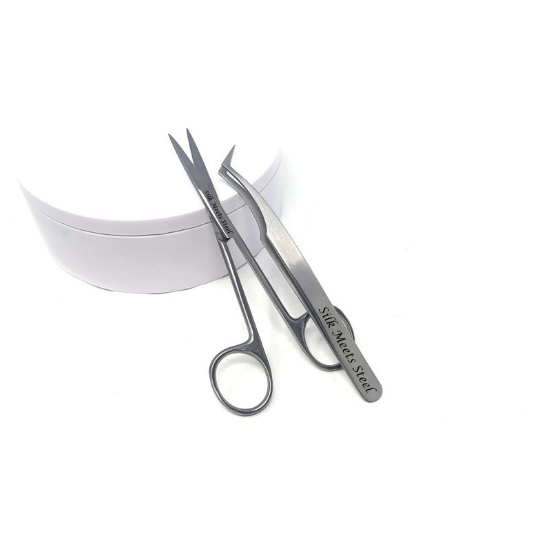 Durable Scissor and Curved Tweezer Set for Smooth Trimming, Cutting & Detail Use