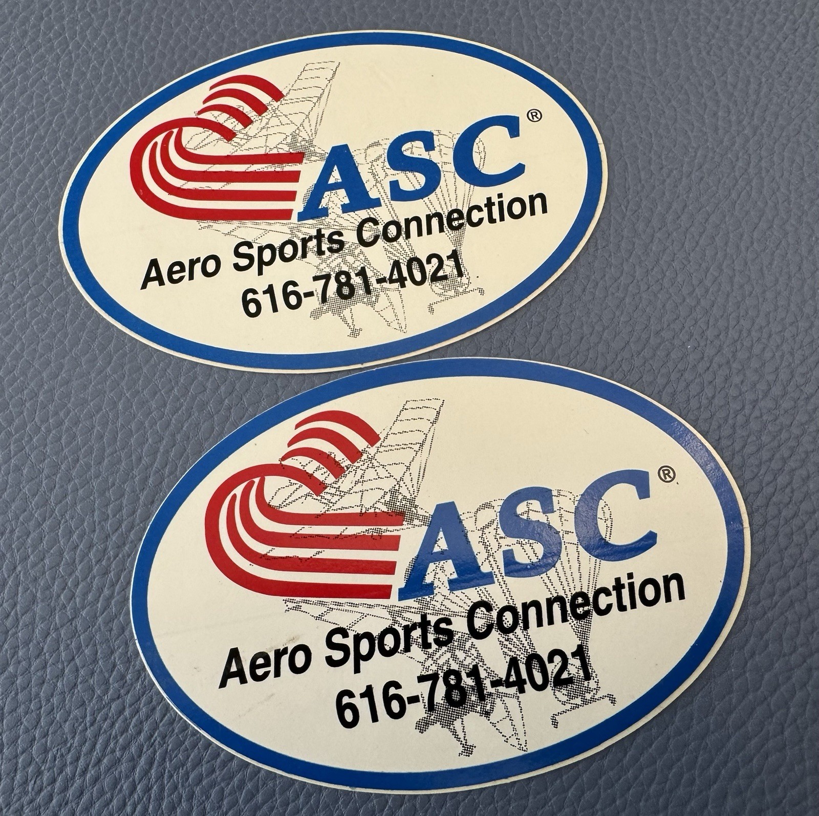 Lot 2 ASC AERO SPORTS CONNECTION Glossy Sticker Vintage Aviation USA