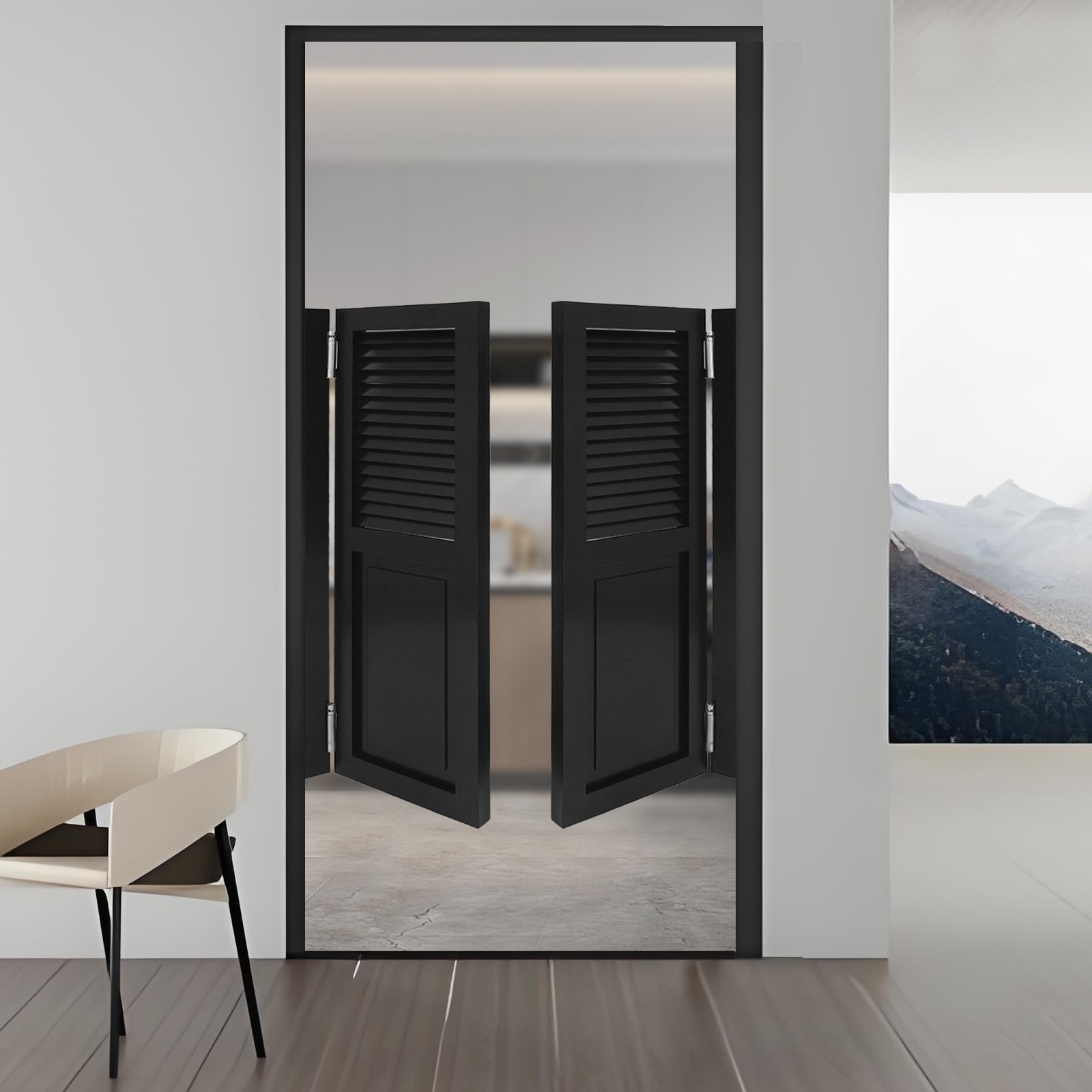 Modern Pine Wood dual-opening Partition Door Partition Door Porch Entrance Door