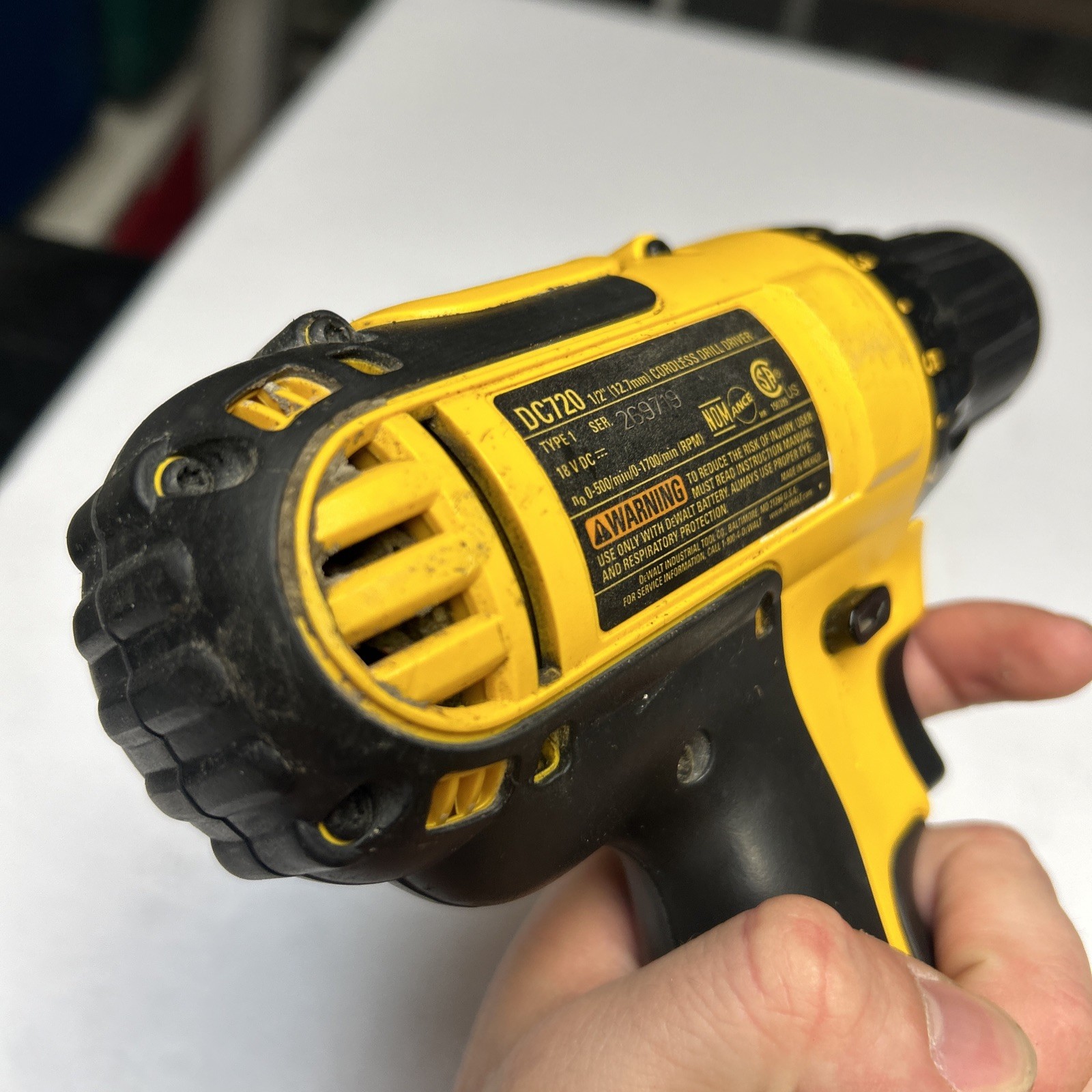 Dewalt DC720 Cordless Power Drill Driver 18V W/Battery