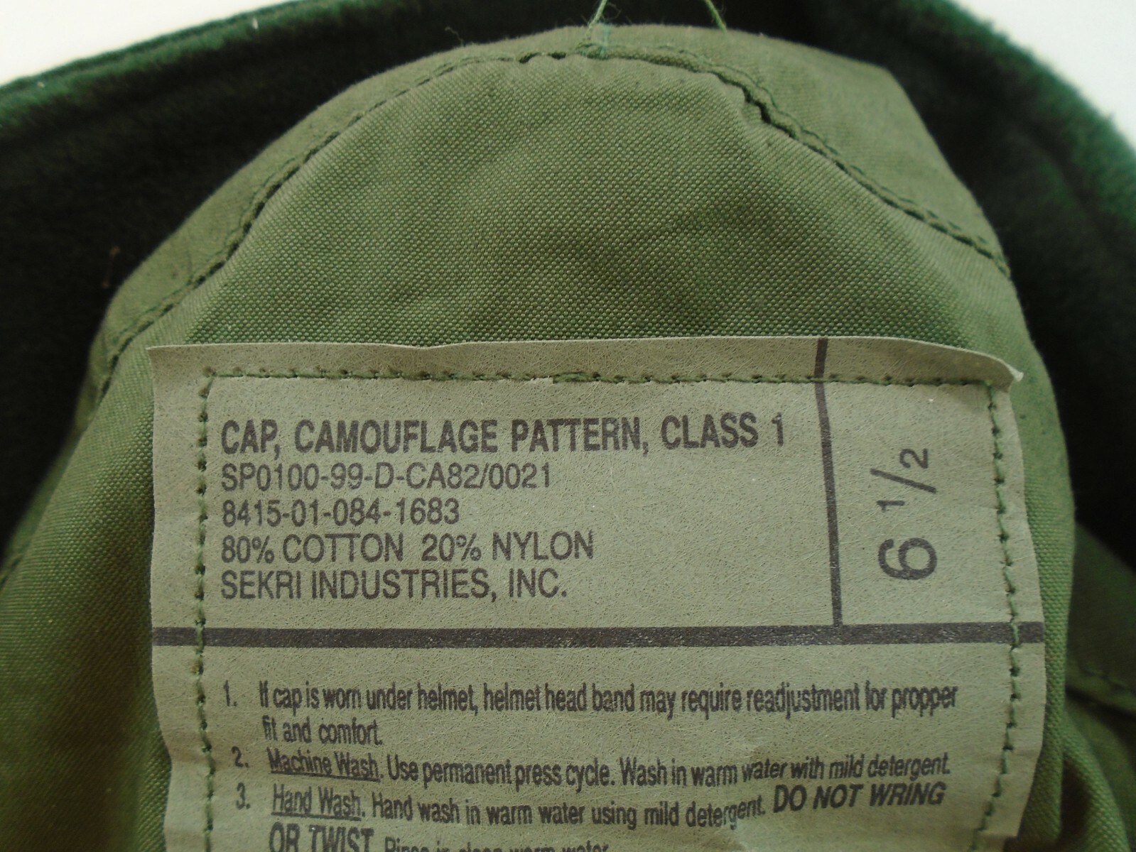 USGI US Military Army Combat BDU Cap Hat w Ear Cover 6 1/2 X-Small New 1999 47-B
