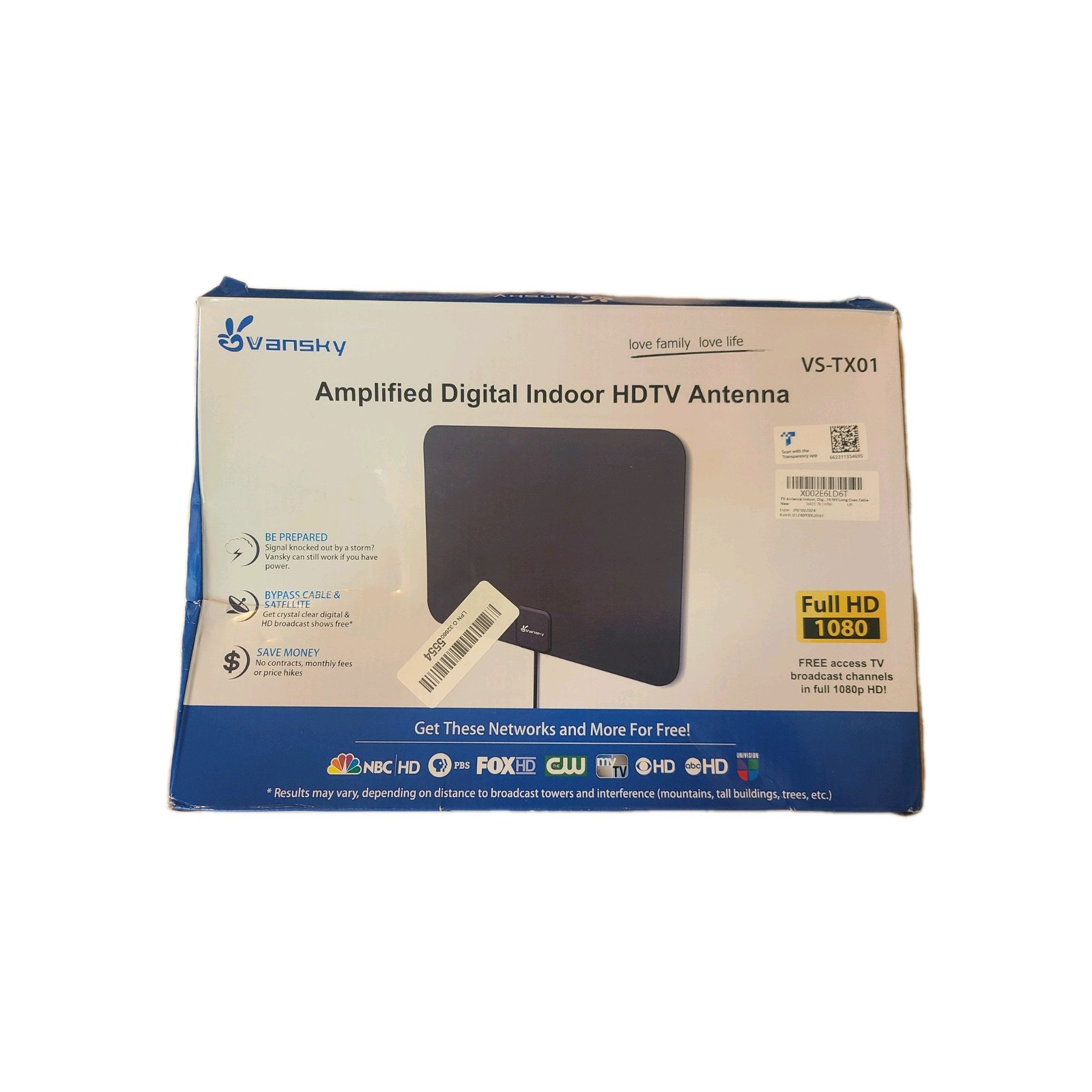 Vansky TV Antenna Indoor, Digital Amplified Indoor HDTV Antenna, 1080p Black