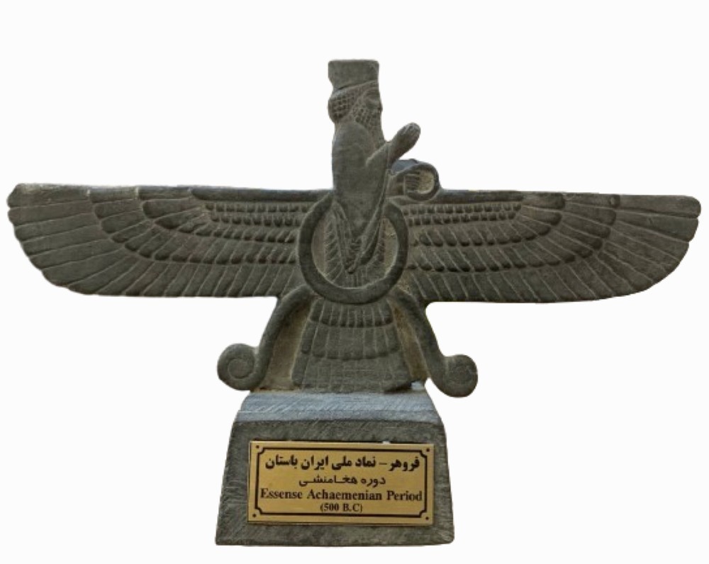 Handmade Farvahar Statue – 6” x 4” | Charcoal Finish | Cultural Art Figurine |