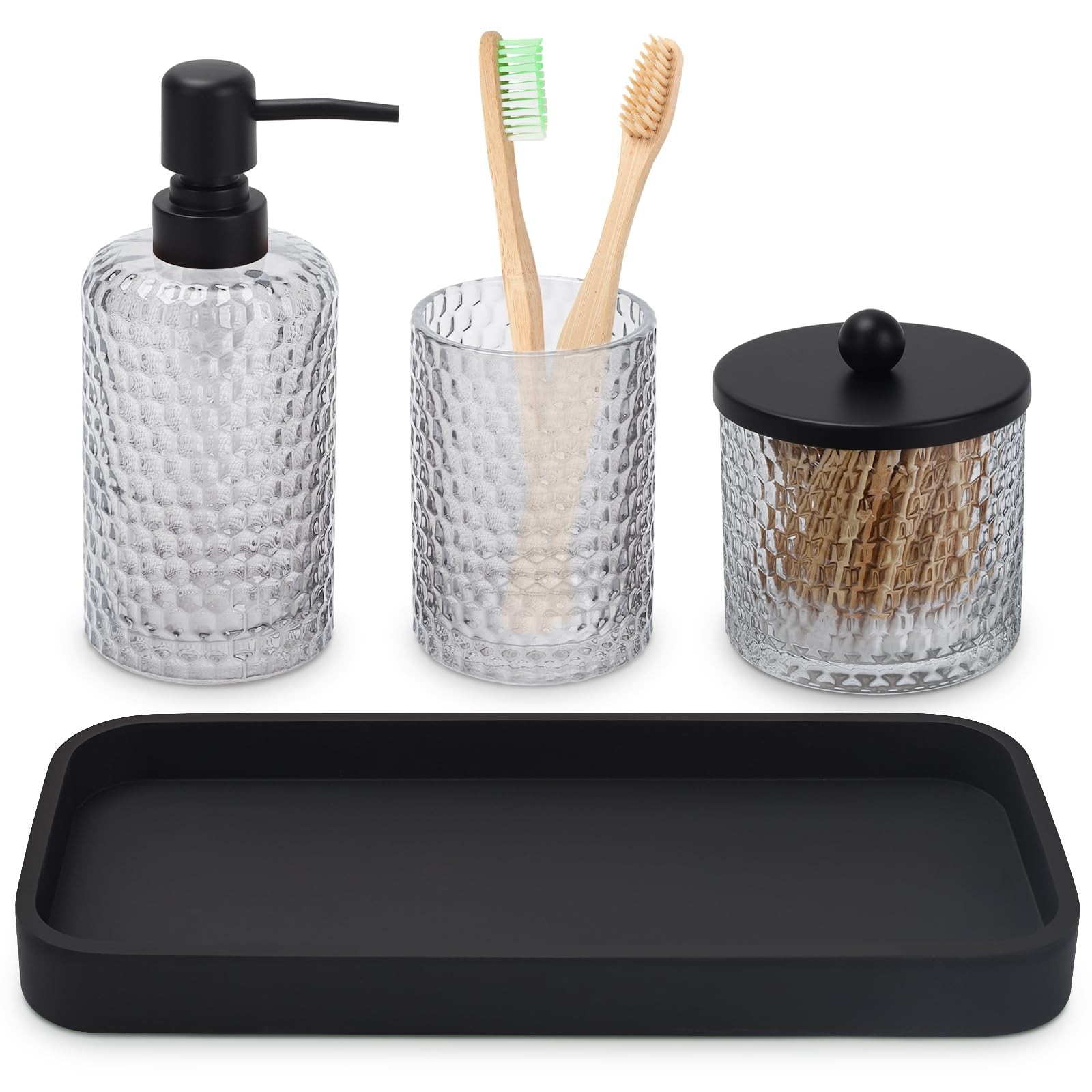 Bathroom Accessory Set4 Pcs Clear Glass Bathroom Accessories Setlotion Soap Disp