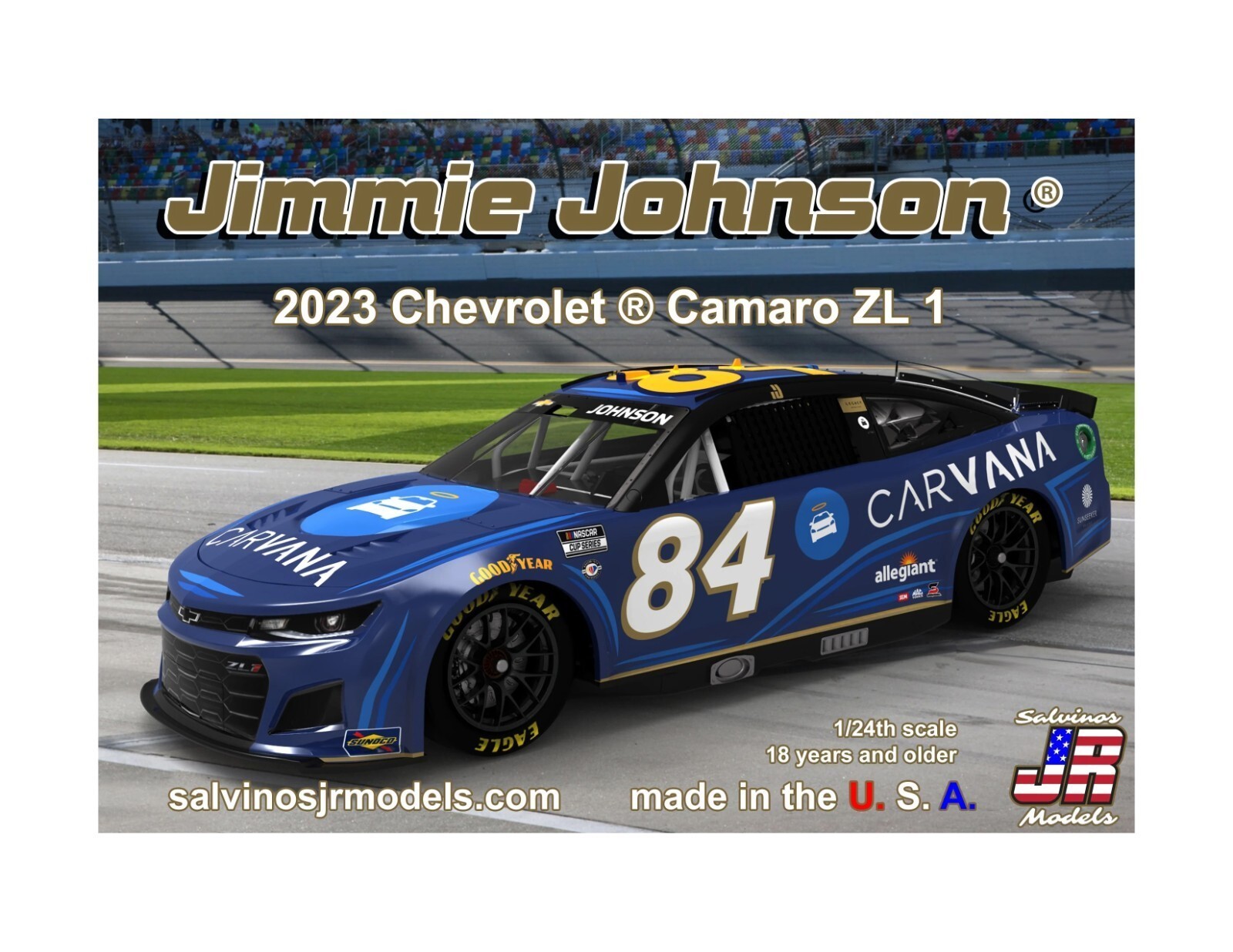 Salvino  Johnson '23 Chevy Camaro ZL1 #84 Carvana NASCAR plastic model kit 1/24