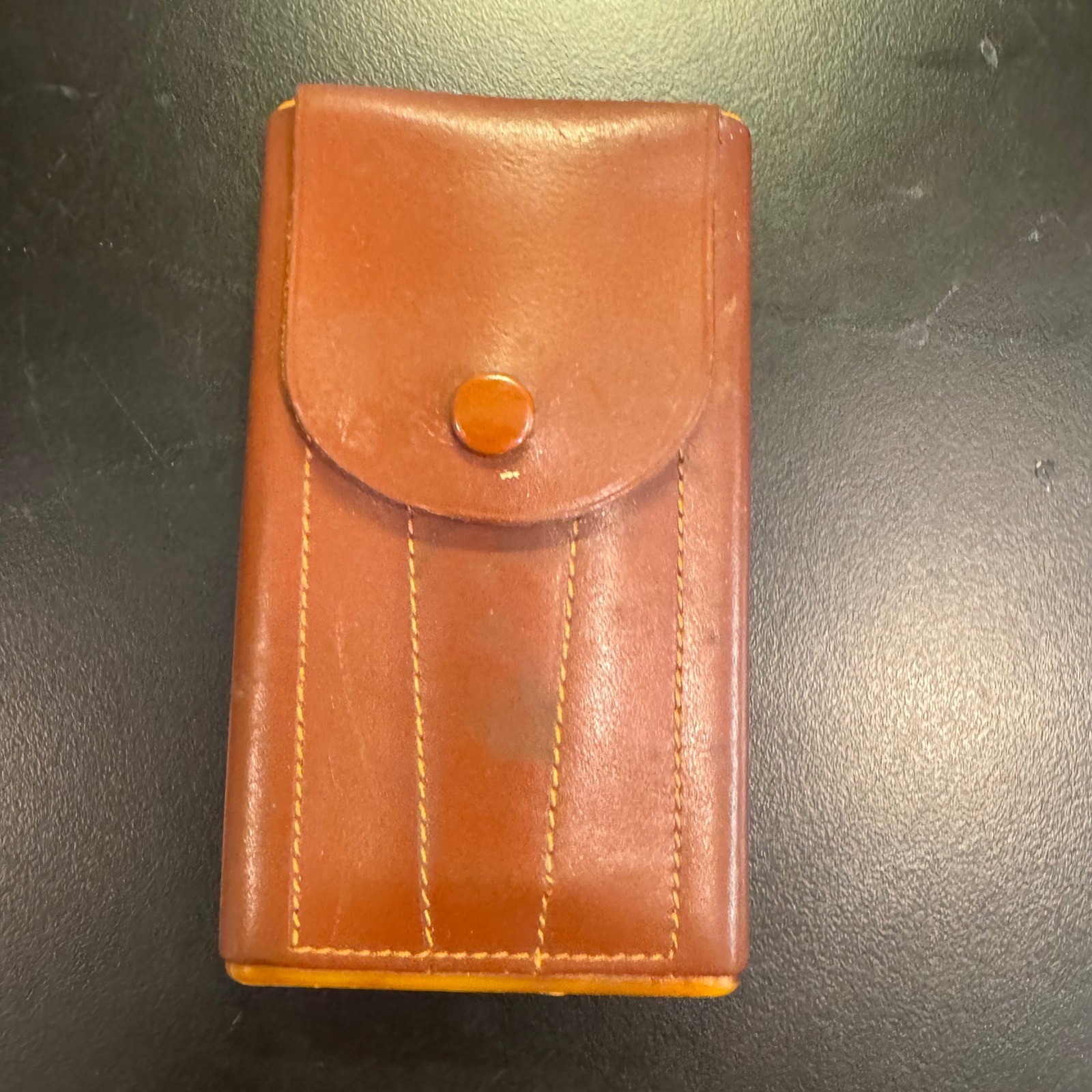 TIC-TAK Grooming Travel Kit Mens Small Brown Leather Vintage Made in England