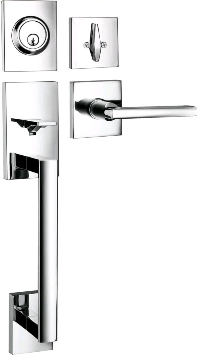 Berlin Modisch HandleSet Front Door Entry Handle and Deadbolt Lock Set Chrome