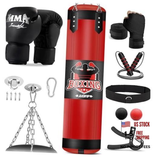 Punching Bag Set for Adults, 4FT Heavy Boxing Bag Set with 12 OZ Boxing