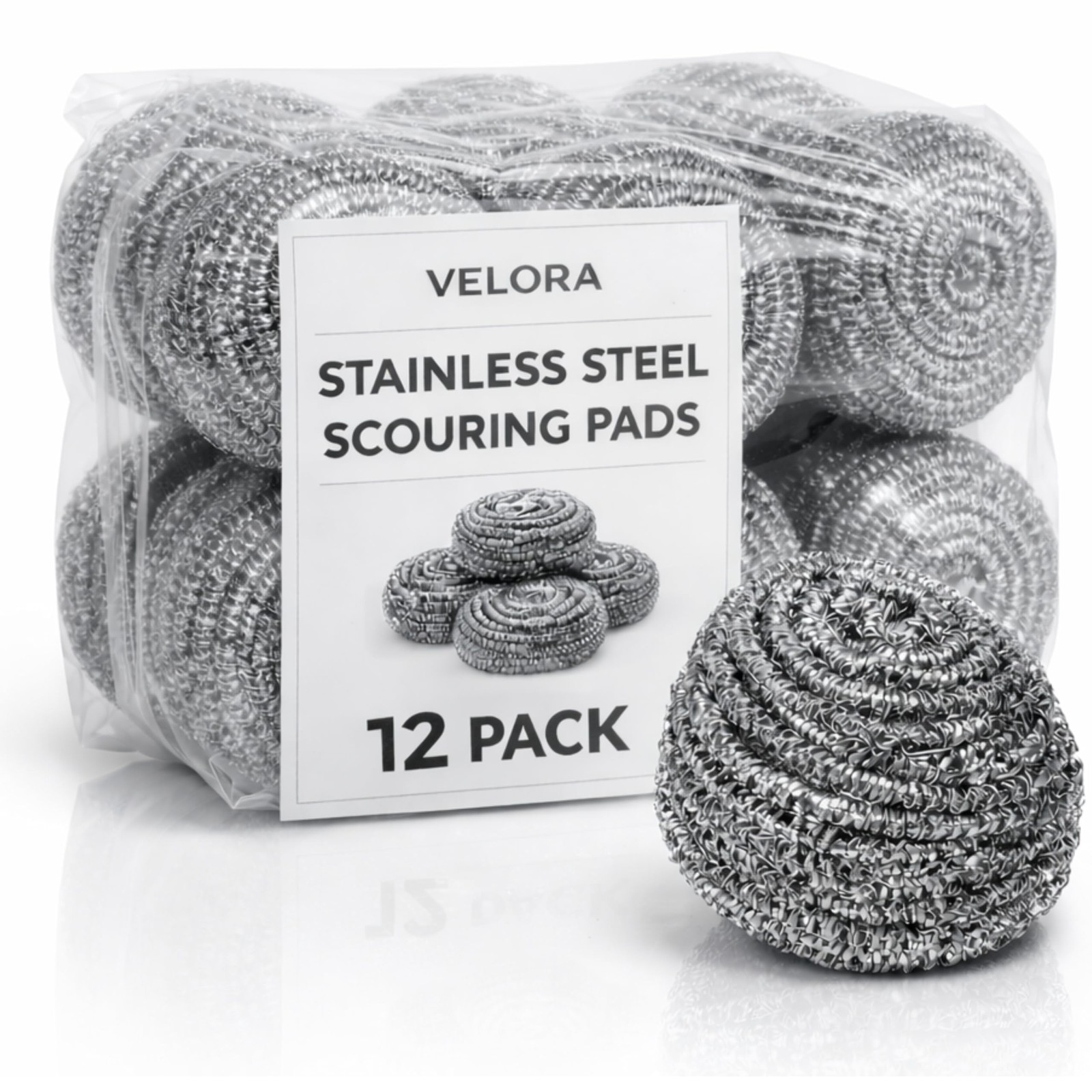 Stainless Steel Cleaner Scouring Pads [12 Pack] - Industrial & Commercial Str...