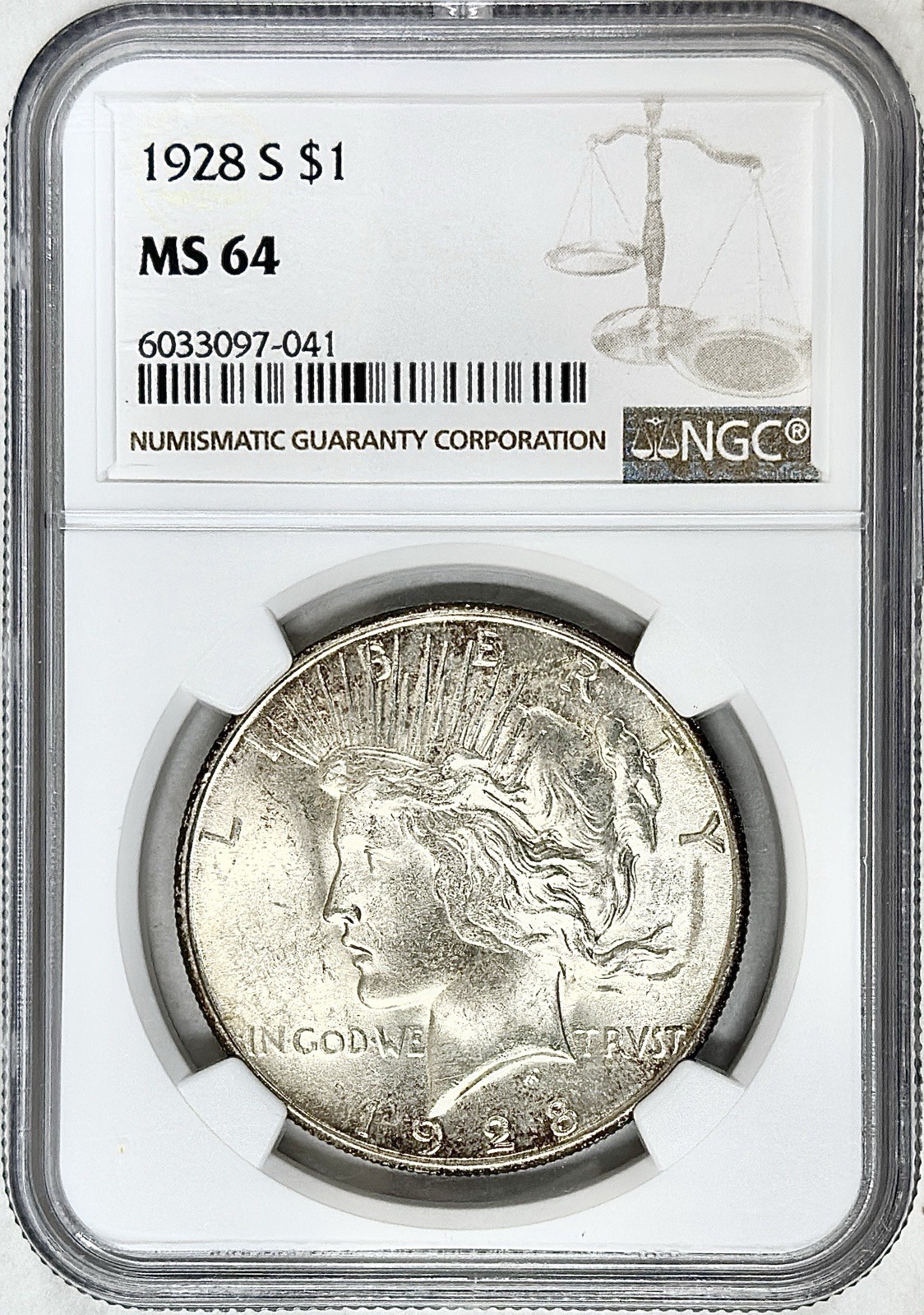 1928 S PEACE DOLLAR NGC MS64
