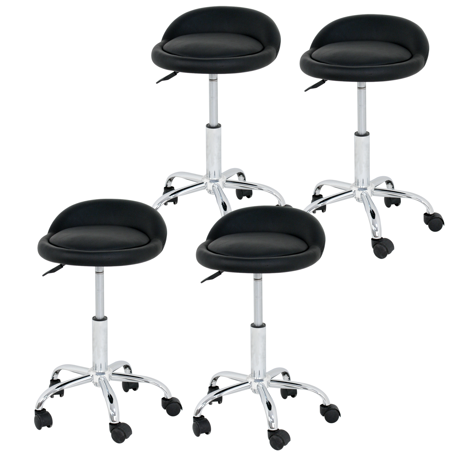 4 PCS Adjustable Hydraulic Rolling Swivel Salon Stools Chairs Tattoo Massage