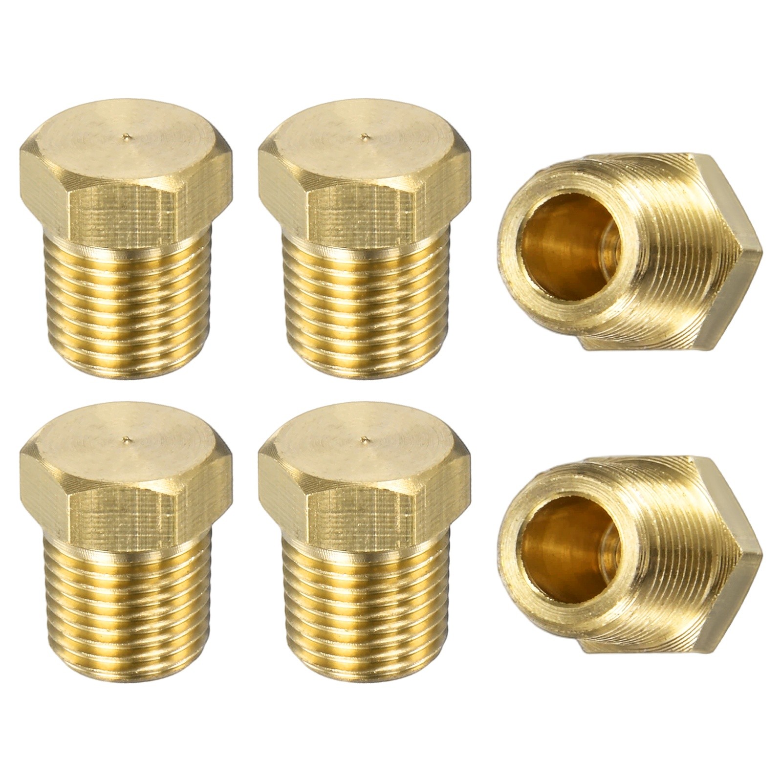 6-Pack Brass Pipe Fitting, 1/8 " NPT Female Thread Hex End Cap