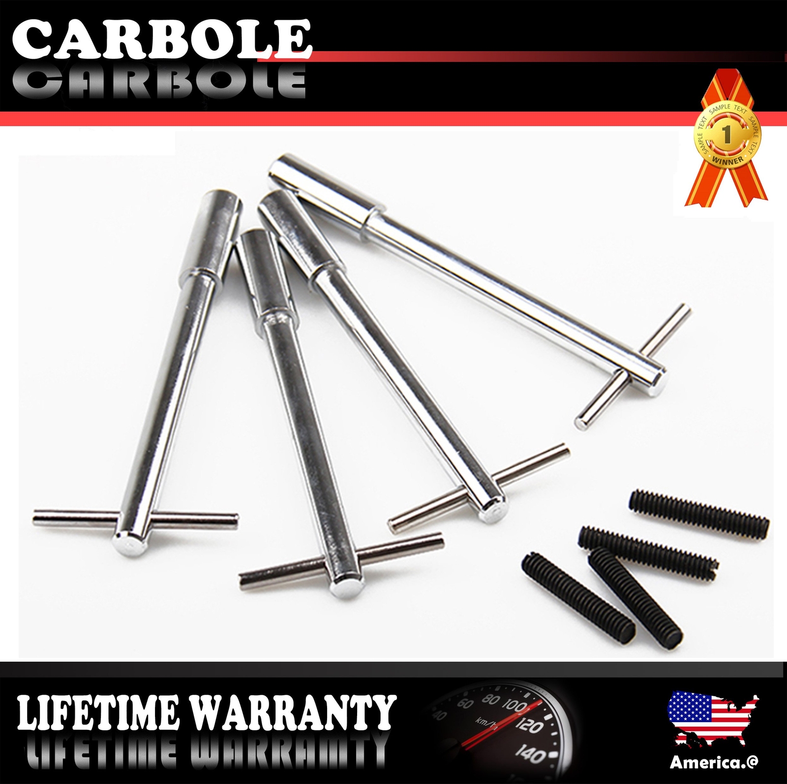 4PCS Anodized V8 Valve Cover T-Bar W/Chrome Valve Spreaders Chrome Aluminum