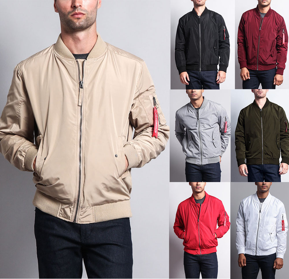 Victorious Men's Lightweight Bomber Flight Jacket Military  MA-1  (JK704-GG8D)
