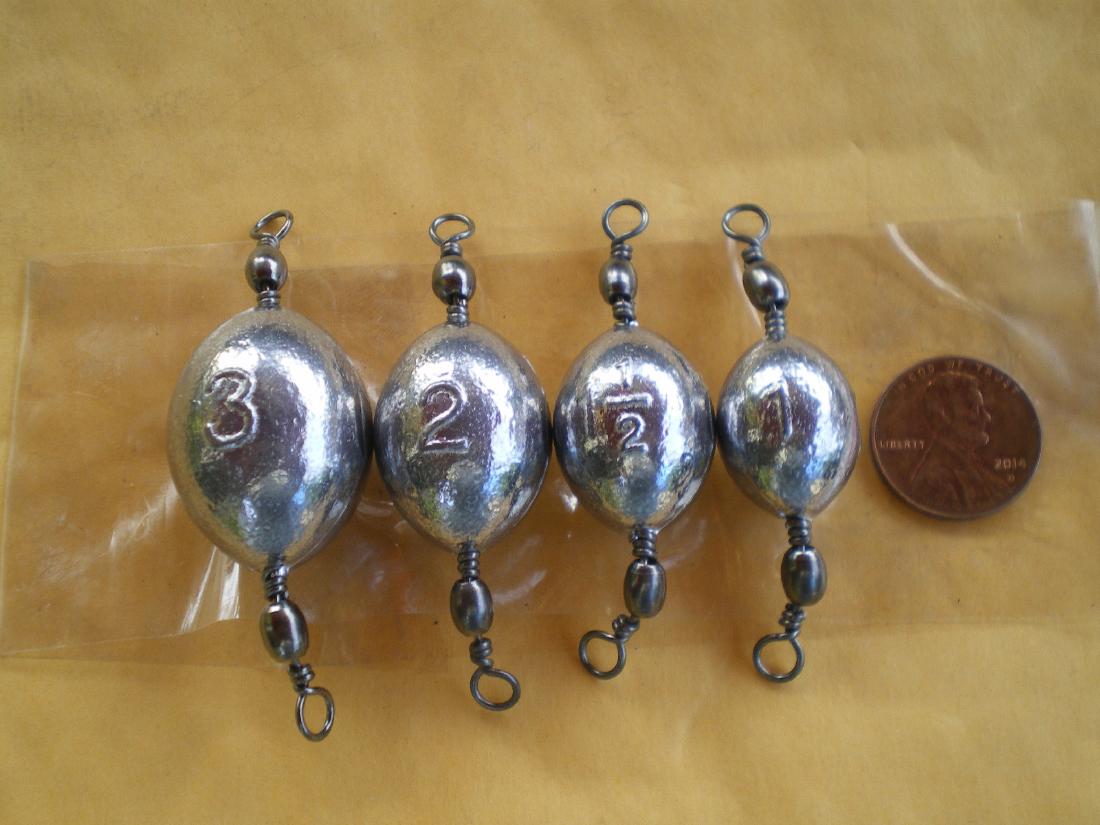 20 PCS. #5 BLACK SWIVEL EGG SINKERS 1,1-1/2,2,3 OZ. 5 EA. G/QUALITY "STRIPER"