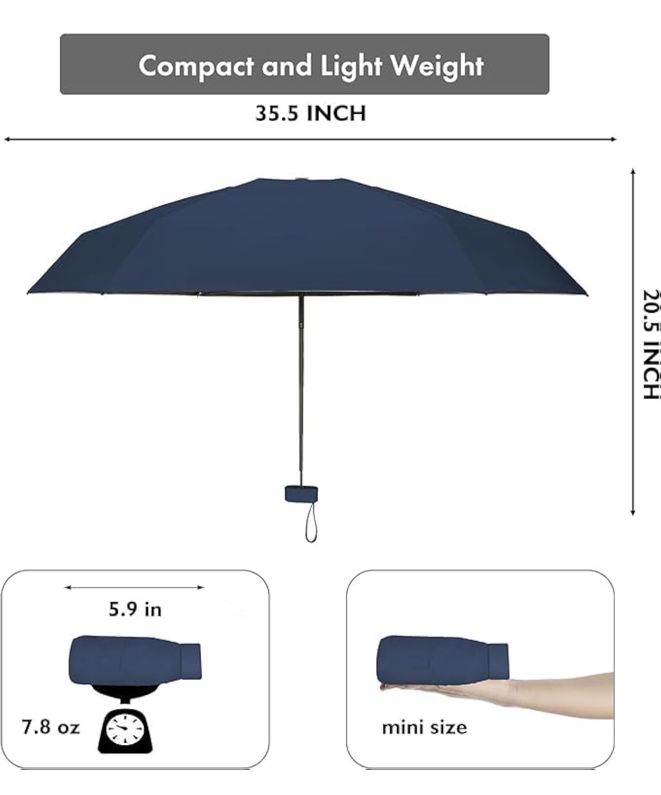Mini Travel Sun Umbrella for Purse - Small Compact UV Protection, Orange